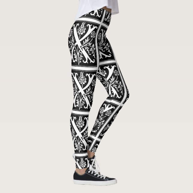 X-markeringar Svartvit handgjord Yoga Byxor (Höger)