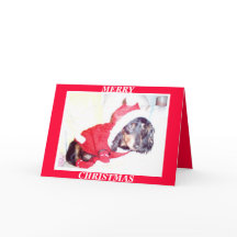 X MAS CHRISTMAS CARDS - HEIDI VALP - DASCHUND MINI