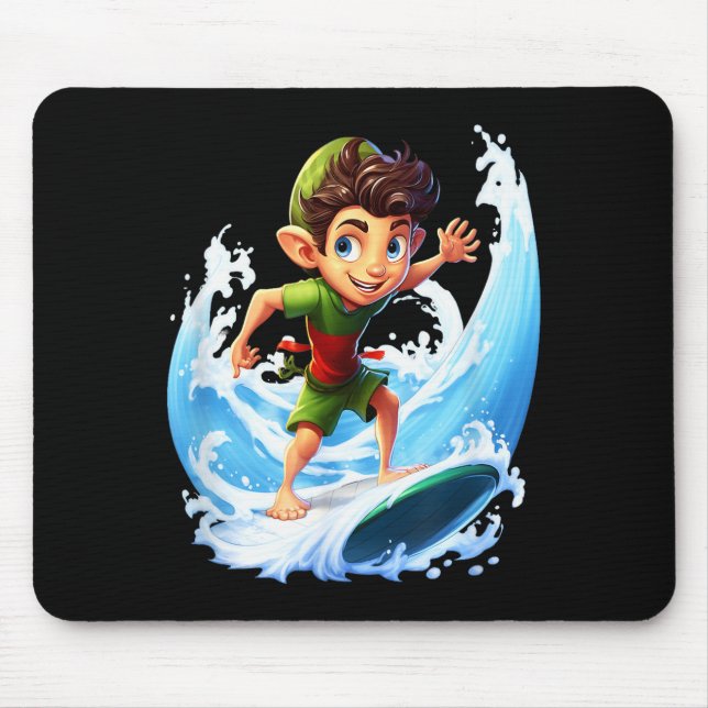 X-mas Christmas Elf Riding Surfboard Surfboard  Musmatta (Framsidan)