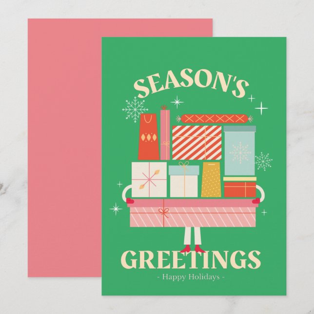 X-mas Gift Box överraskningsillustration Kort (Fram/baksida)