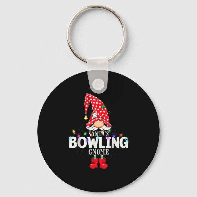 X-mas Santa's Bowling Gnome Christmas Matching  Nyckelring (Framsida)