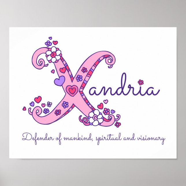 X monogram art Xandria Flickor namn poster (Framsidan)