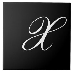 X Monogram inledande vit på svart Kakelplatta