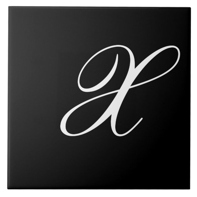 X Monogram inledande vit på svart Kakelplatta (Framsidan)