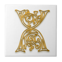 X Monogram "Irish Guld" Ceramic Tile Kakelplatta