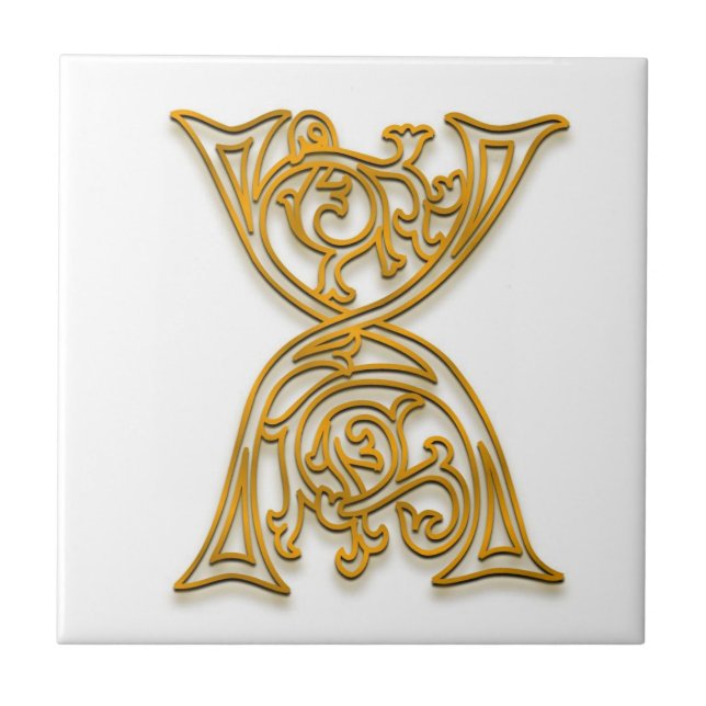 X Monogram "Irish Guld" Ceramic Tile Kakelplatta (Framsidan)
