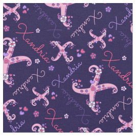 X monogram och personlig namn Willow-väv Tyg