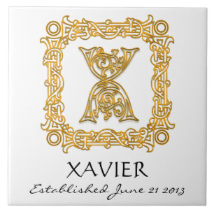 "X" Monogramplattan för efternamnet Bröllop-årsdag Kakelplatta