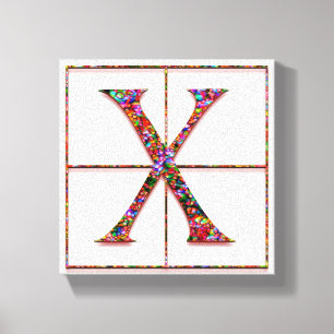 X MonogramTrajanus röd design 8"" kanfas x8 Canvastryck