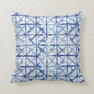 X Mönster Shibori Asiatisk japansk vattenfärg Kudde