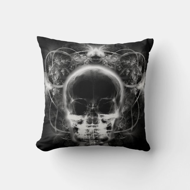X&Ray Butterfly Fractal Skull - B&W Kudde (Framsida)