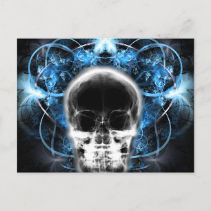 X-Ray Butterfly Fractal Skull - blå Vykort