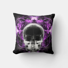 X-Ray Butterfly Fractal Skull - Fuchsia Kudde
