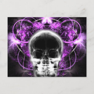 X-Ray Butterfly Fractal Skull - Fuchsia Vykort