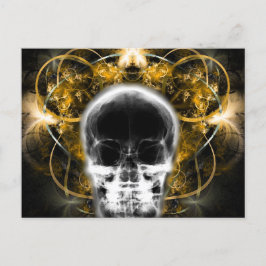 X-Ray Butterfly Fractal Skull - Gult Vykort