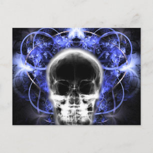 X-Ray Butterfly Fractal Skull - Indigo Vykort