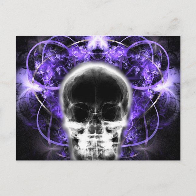 X-Ray Butterfly Fractal Skull - Lila Vykort (Framsida)