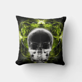 X-Ray Butterfly Fractal Skull - Lime Green Kudde