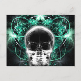 X-Ray Butterfly Fractal Skull - Teal Vykort