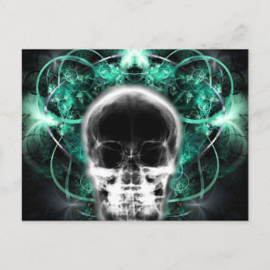 X-Ray Butterfly Fractal Skull - Teal Vykort