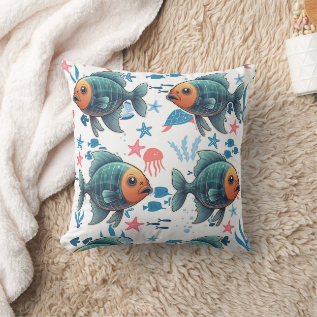 X-Ray Fish under Sea Print Kudde (Filt)