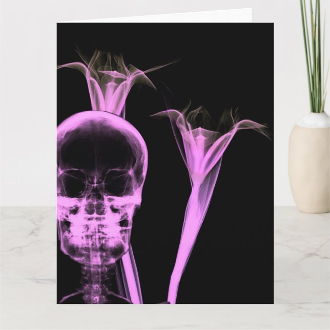 X-Ray Flowers & Skull - Rosa Kort (Framsida)