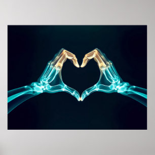 X-Ray med två Händer i hjärtformen - Anatomiskt in Poster