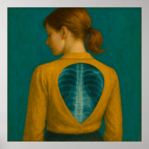 X-Ray of Back - Woman med Beige Blouse och Brown Poster