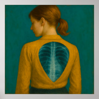 X-Ray of Back - Woman med Beige Blouse och Brown Poster
