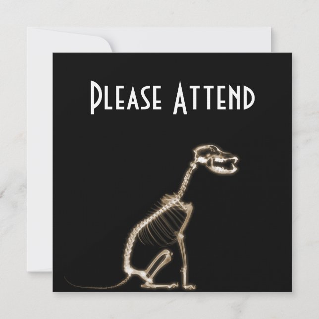 X-RAY PVERY HUND SKELETON SITTA - SEPIA INBJUDNINGAR (Framsida)