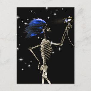 X-Ray Skeleton blir nedtryckt - blått hår Vykort