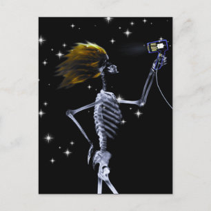 X-Ray Skeleton blir nedtryckt - djup Gult Vykort