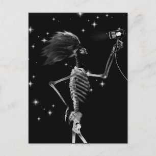 X-Ray Skeleton blir nedtryckt - svart och vitt Vykort