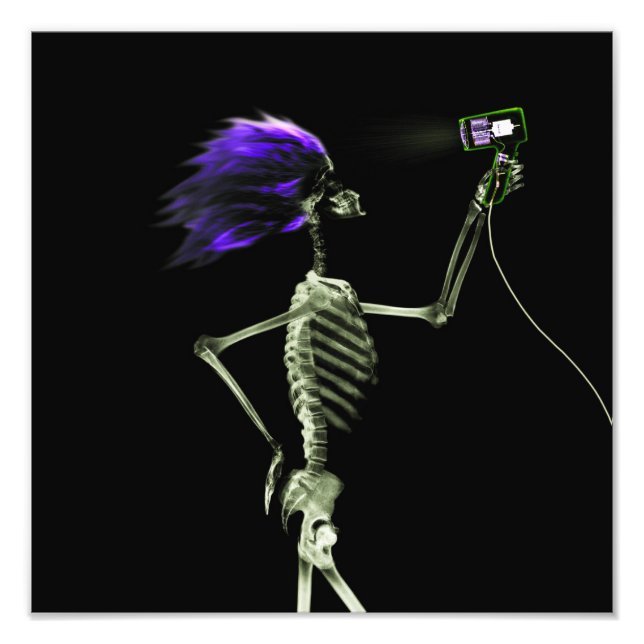 X-Ray Skeleton Hair Stylist - Lila Fototryck (Framsidan)