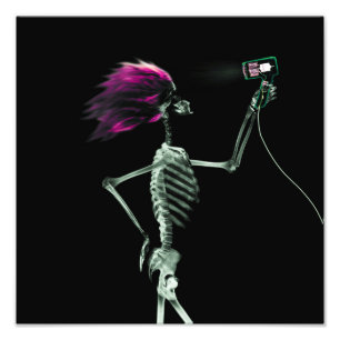 X-Ray Skeleton Hair Stylist - Rosa Fototryck