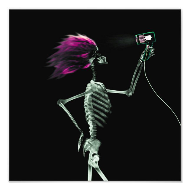 X-Ray Skeleton Hair Stylist - Rosa Fototryck (Framsidan)