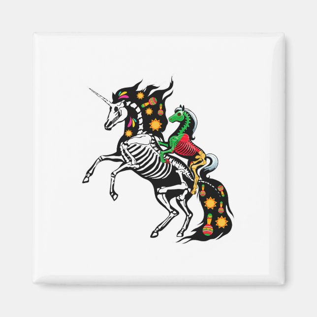 X-ray Skeleton Horse Riding Unicorn Cinco De Mayo Magnet (Framsidan)