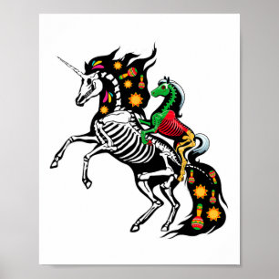X-ray Skeleton Horse Riding Unicorn Cinco De Mayo Poster