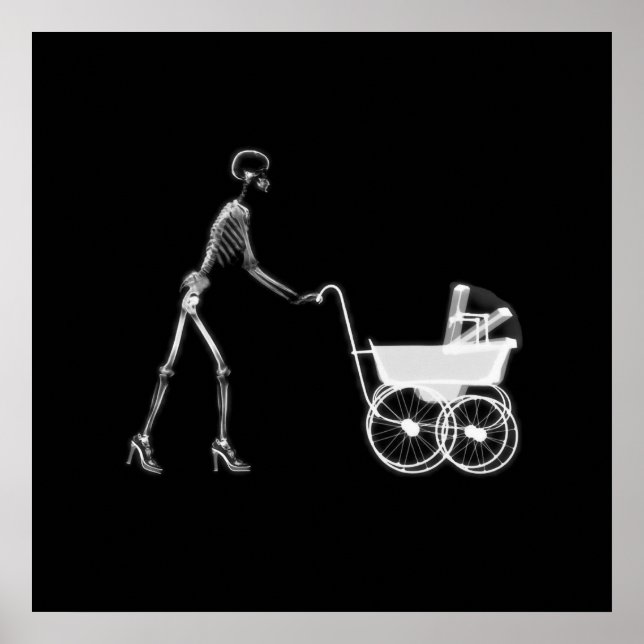 X-Ray Skeleton Mamma & Baby - Original B&W Poster (Framsidan)