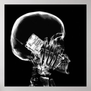 X-RAY SKELETON PÅ CELL MOBIL BLACK & WHITE POSTER