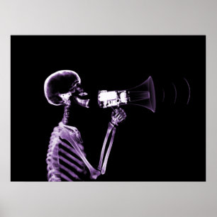 X-RAY SKELETON PÅ MEGAPHONE - LILA POSTER