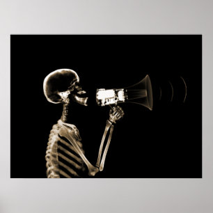 X-RAY SKELETON PÅ MEGAPHONE - SEPIA POSTER