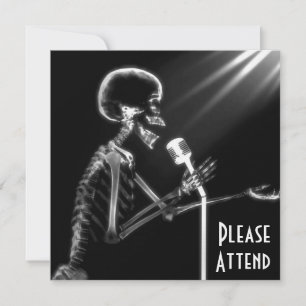X-RAY SKELETON SINGER PÅ RETRO MIC - B&W INBJUDNINGAR
