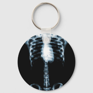 X-RAY SKELETON TORSO RIBS BLUE NYCKELRING