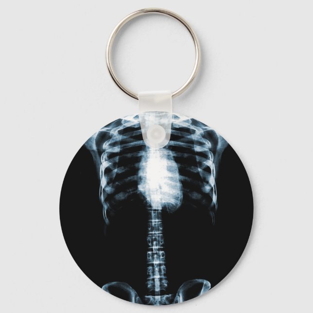 X-RAY SKELETON TORSO RIBS BLUE NYCKELRING (Framsida)