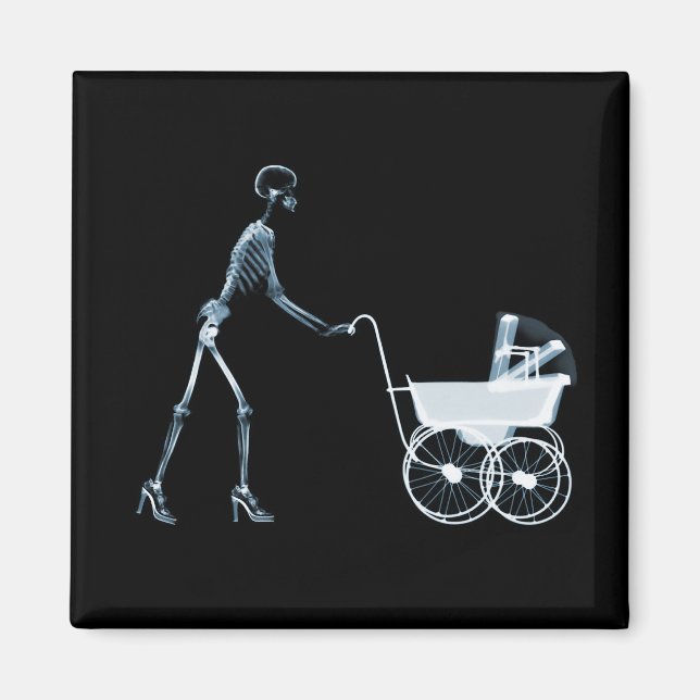 X-RAY SKELETON WOMAN & BABY CARRIAGE - BLUE MAGNET (Framsidan)