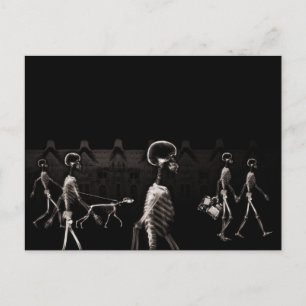X-Ray Skeletons Midnight Stroll Black Sepia Vykort