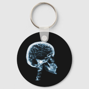 X-RAY SKULL BRAIN - BLUE NYCKELRING
