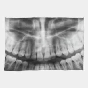 X-Ray Teeth Mouth Smile Black and White Kökshandduk