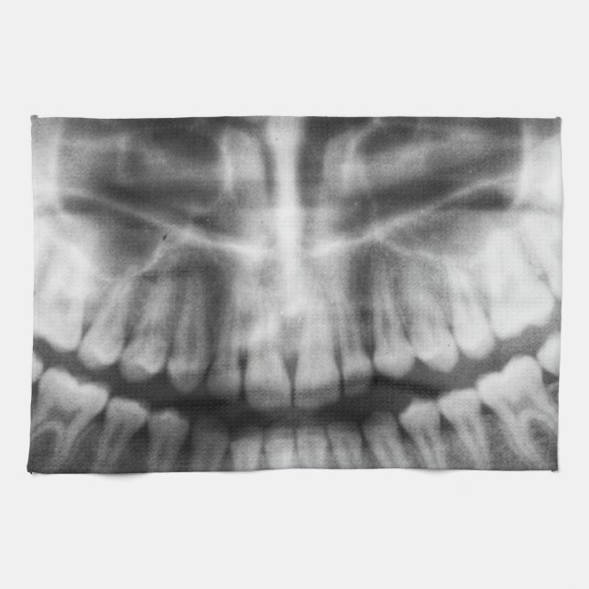 X-Ray Teeth Mouth Smile Black and White Kökshandduk (Horisontell)